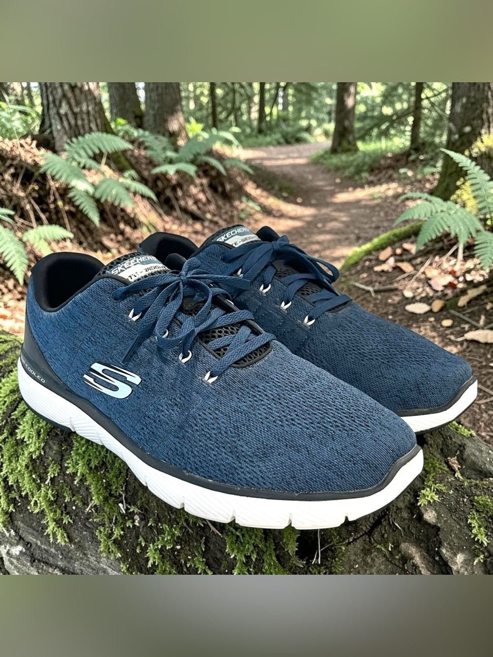 Skechers Lite Weight Air Cooled Memory Foam Mens 12 Navy Walking Athletic Shoes
